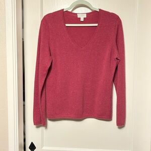 Charter Club 2-ply 100% Cashmere Sweater in Rose Pink. V neck. Medium.